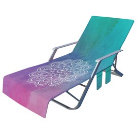 Fansu Protective Cover for Garden Lounger, Terry Towelling Lounger Cushion, Garden Sun Lounger, Towel with 2 Pockets, Chair, Beach Towel for Swimming Pools, Beaches, Garden Hotels (75 x 210 cm,
