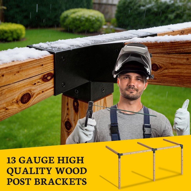 Qrooviiy 15° 4-Way Pegola Bracket Kits,DIY Slant Roof Post Brackets