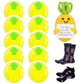 Pineapple Ice Pack for IVF, Gel Ice Pack Perfect for IVF Shots, Pineapple Socks 2 Pairs, Pineapple Ice Pack 10 Pack, Pineapple Knitted Ornament 1 Count, Pineapple Gift Box