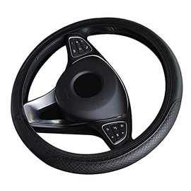 Lotatheta Microfiber Leather Style Steering Wheel Covers Anti-Slip Universal Car Steering Wheel Cover Faux Leather for Car Accessories Auto Car Without Inner Ring (Black)