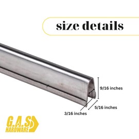 G.A.S Hardware Sliding Door Repair Track Cover Repair Worn Damaged Sliding Glass Door Repair Horizontal Sliding Window Tracks Stainless Steel | Track Replacement for Patio Glass Door Repair (8 Feet)