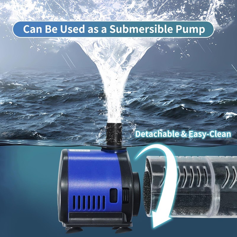 TARARIUM Aquarium Filter Pond Pump 660GPH for 75-300 Gallon Fish
