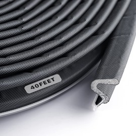 BBTO Weather Stripping Door Seal Exterior Weather Strip for Window V-Shaped Foam Kerf Garage Door Gap Blocker Soundproof Home Improvement Easy to Install(40 Feet,Black)