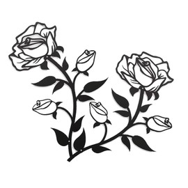Hocadrv Pack of 2 Wall Decoration Metal Black Roses Wall Decoration Living Room Flowers Wall Decoration Wall Object Home Modern Wall Decoration Metal for Living Room Bedroom Office Outdoor Decoration