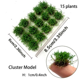 15 Pcs 10mm Miniature Wild Flower Plants - Diorama, Train, Railway Track, Car & Scene Model Decorations (Spring Green)