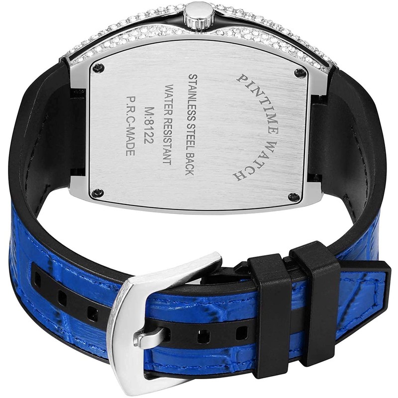 FANMIS Mens Skull Big Face Watches Rectangle Punk Diamond Dial