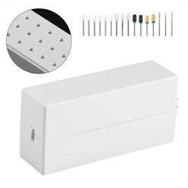 SagaSave Nail Drill Bits Holder Nail Organizer Box 30 Holes Dustproof Bit Organizer Case Nail Tool Display Case White for Home and Nail Art Salons