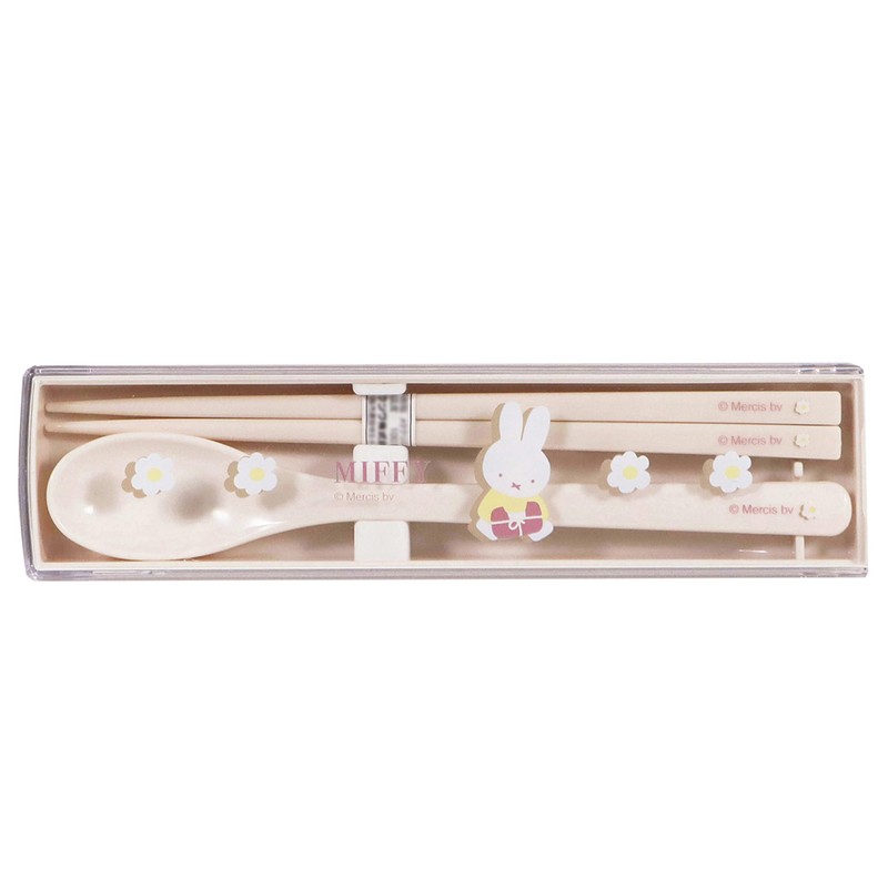 Kutsuwa Miffy Lunch Collection/Chopsticks and Spoon Set, Height 7.1 inches