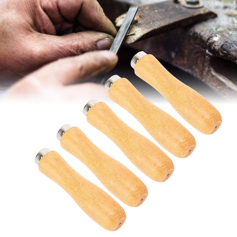 Wooden File Handle, Rasp Handle 5Pcs with Strong Metal Collars