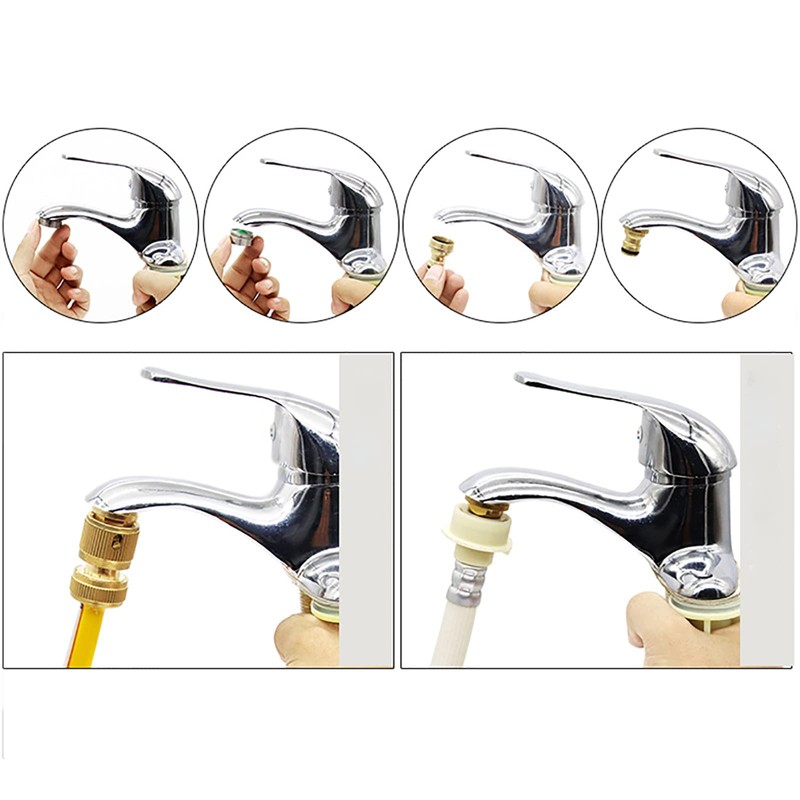 SHULLIN 4pcs Brass Tap Connector Hose Connection Tap Universal Tap