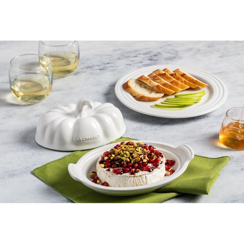 Le Creuset Stoneware Pumpkin Butter Dish, White