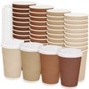 JarThenaAMCS 100Pcs Brown Disposable Coffee Cups with Lids 4 Gradient