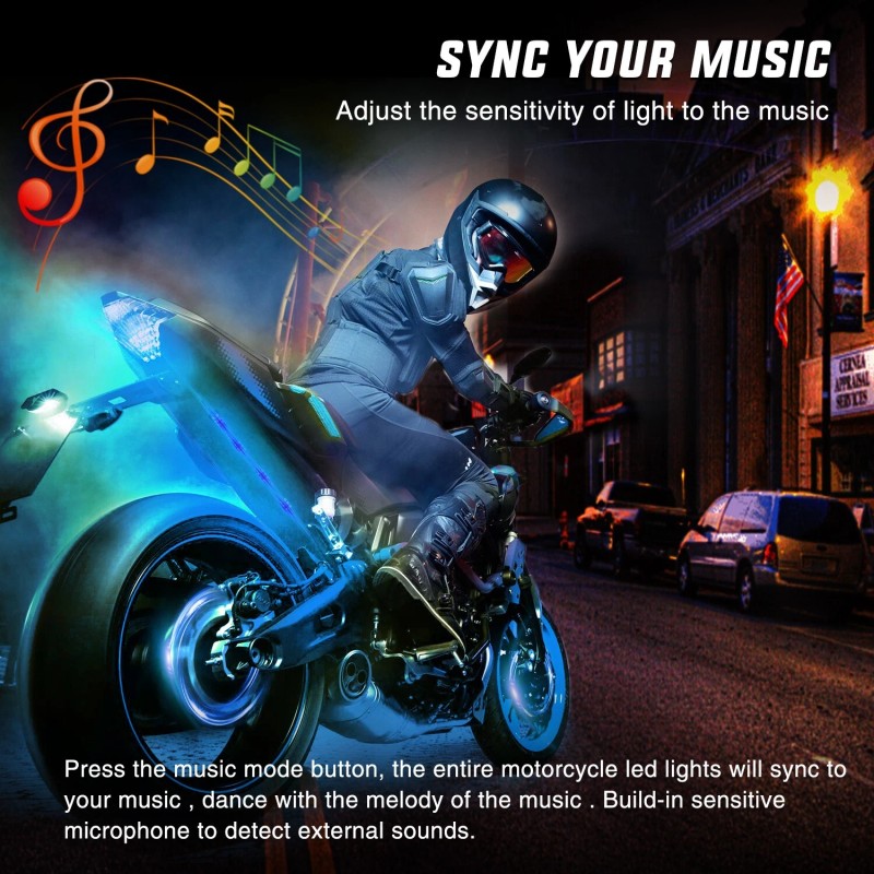 Nilight 12PCS Motorcycle RGB Led Light Kit Waterproof Underbody Light