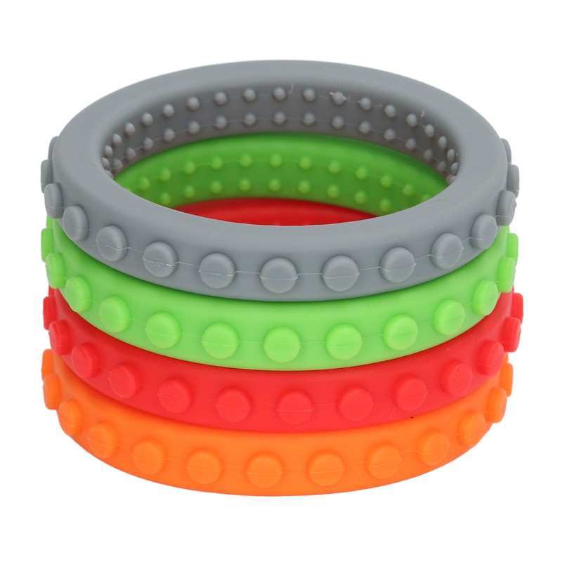 4pcs Baby Teethers Bracelet Silicone Refrigerable Heat Resistant Gum Relief