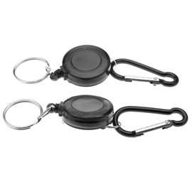 OTOTEC Retractable Stainless Keyring Pull Ring Key Chain Recoil Heavy Duty Steel Black