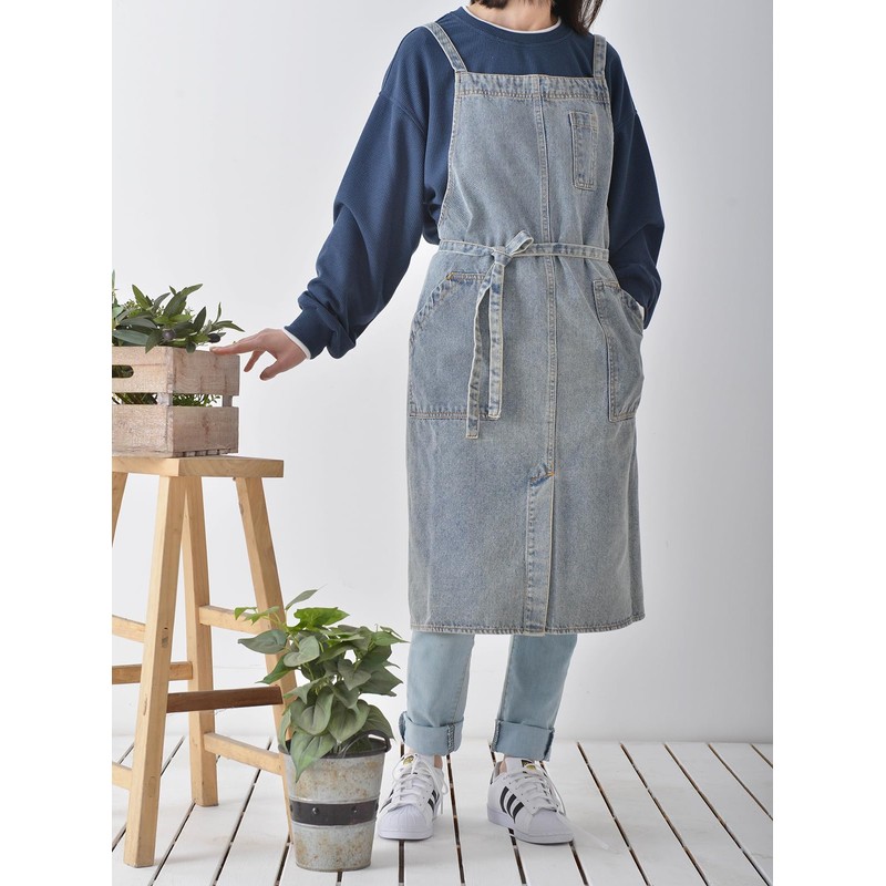 Pincy Denim Apron Cross Back, Unisex Adjustable Bib Apron with