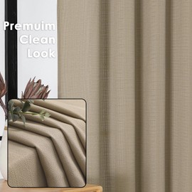 OWENIE Bob Camel Curtains 72 Inch Length 2 Panels Set for Living Room Bedroom, Light Filtering Faux Slub Textured Window Curtain Panels, Solid Airy Soft Rod Pocket French Door Drapes, 2 Pcs 40Wx72L