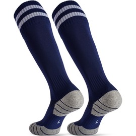 CWVLC Soccer Socks for Kids Youth Adult, Cotton Football Softball Baseball Socks, Small, Navy Blue-2 Pairs