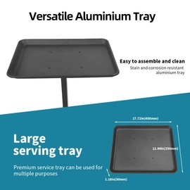 Steel Salon Tray for Hair Stylist - Attached to Chair, 360 Degree Rotating - Barber & Hairdressing Tools (Black)