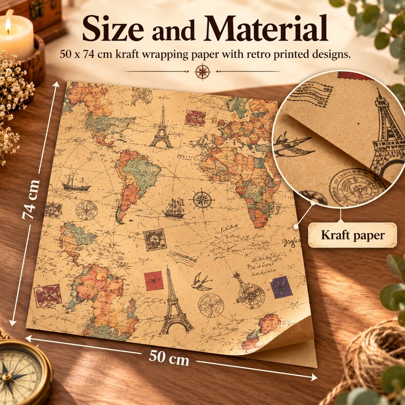 Vintage Kraft Gift Wrapping Paper for Birthdays and Holidays –