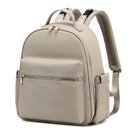 LORADI - Mochila mediana para pañales con clips Storller, bonita bolsa de piel sintética con bolsillo antirrobo, Beige