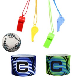 CuiCanfla Captain's Bracelet Football Captain's Bracelet Adjustable Football Captain's Band for Football Captain Football Captain C with 4 Whistles