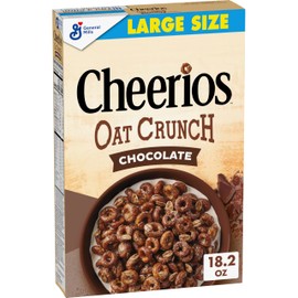 Cheerios Oat Crunch Chocolate Breakfast Cereal, Made with Whole Grain, Large Size, 18.2 oz