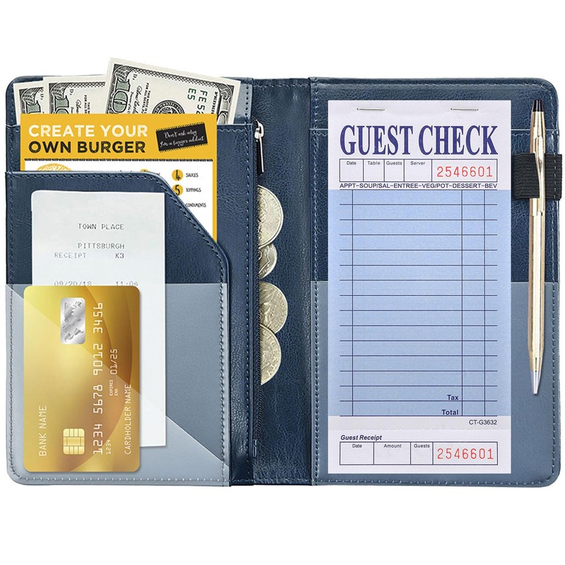 Server Books For Waitress/Waiter Book with Zipper Money Pocket,Cute Waitress