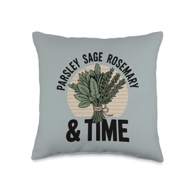 Herb Gardening Parsley Sage Rosemary and Time Throw Pillow