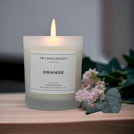 Orange Scented Candle | Scented Soy Candles for Home Scent | Soy Candle in Luxury Jar | 7oz ~34h Burn time | Candle Gifts