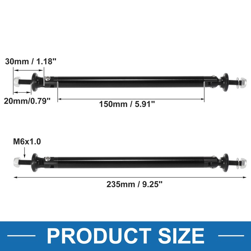 A ABSOPRO Bumper Splitter Support Rod Aluminum Alloy Black (Set