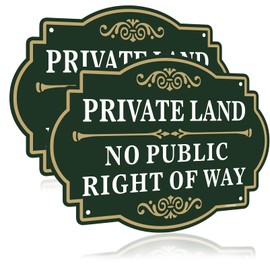 Yuzkouge Private Land No Public Right of Way Sign - 2 Pack, 25cm x 18cm Rust Free Aluminum Sign, Weatherproof, Fade Resistant