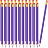 Zhanmai 24 Pieces Purple Pencils with Eraser Pre-sharpened Erasable Checking