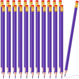 Zhanmai 24 Pieces Purple Pencils with Eraser Pre-sharpened Erasable Checking #2 HB Pencils with Erasable Tops for Writing Drawing Checking Coloring Tests Grading Map Coloring Editing Office Favors