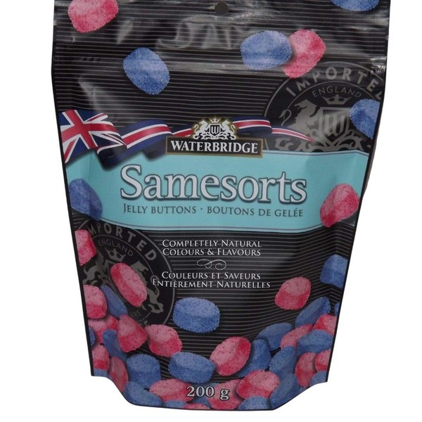 Waterbridge Samesorts Jelly Buttons | Natural Colors and Flavors | Imported from England | Candy-Coated Jellies | Jelly Buttons | Ideal gift treat | 200g (1 Pack)
