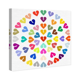 Wynwood Studio Fashion and Glam Modern Canvas Art - Broken Heart Mandala, Wall Art for Living Room, Bedroom, and Bathroom, 20 in x 20 in, Pink and Green Home Decor