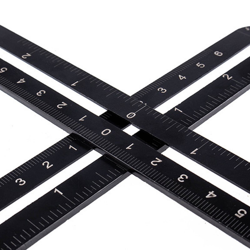 6 Fold Ruler Aluminum Alloy Portable Lightweight Black Folding Multi
