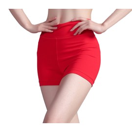 Swdarz Red Dance Shorts for Girls Size8 Gymnastics Shorts for Tumbling Volleyball Cheer Ballet Spandex Biker 8-9Y