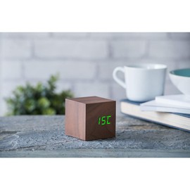 Gingko Design Ginko Design Cube Click Clock Walnut/Green LED