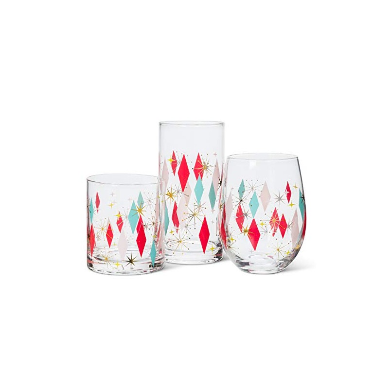 Abbott Collection Home 27-BOWLERAMA-of Diamond Tumbler, 3 inches high, Pink/red