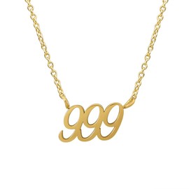 Balilou Angel Numbers Necklace Angel Number Bracelet Spiritual Jewellery Sign Cosmic Numbers 999, Stainless Steel