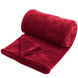 Hafaa Fleece Blanket and Throws 400 GSM Fluffy Sofa Throw Blanket - Extra Soft Cozy Blankets for Bed Versatile Warm Throws for Sofas and Couch Throw/Single, Burgundy, 130x150cm