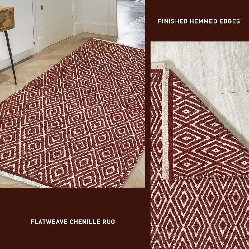 Chardin home 100% Cotton Diamond 3x5 Area Rug Fully Reversible,