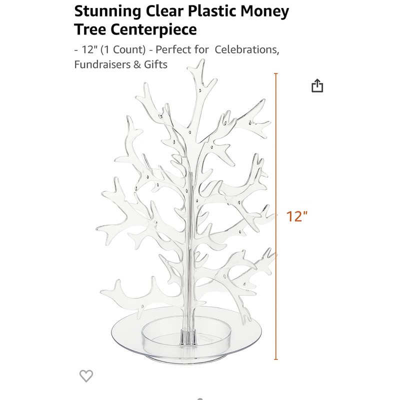 Stunning Clear Plastic Money Tree Centerpiece - 12" (1 Count)