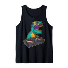 T Rex DJ Party Club Disk Jockey Gift Shirt EDM Dance Club Tank Top