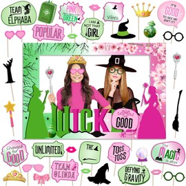 Pink and Green Party Decorations Photo Booth Props for Witch Birthday Party Happy Birthday Party Favors Supplies Pink Green and Black Birthday Party Cute Kid Princess Witch Photobooth