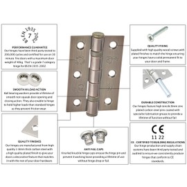 Door Hinge 3" / 76mm Antique Bronze (1 Pair)