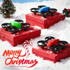 Veeniix V995 Red Mini Drone for Kids and Beginners,Indoor RC Quadcopter Plane with 3D Flips, 360° Rotation, Circle Fly, Auto Hover, Headless Mode, 21Mins 3 Batteries, Gift for Boys and Girls