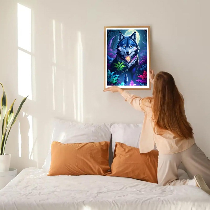GDYEEH Wolf Diamond Painting Adults, 5D Moon Diamond Painting Pictures