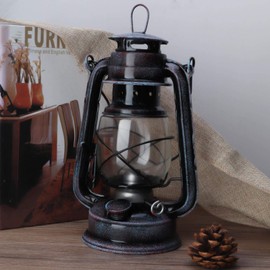 Hurricane Oil Lamp, 9.4in Indoor & Outdoor Hanging Kerosene Lantern with Large Capacity, Classic Vintage Oil Burning Lantern for Camping, Hiking, Backpacking, Emergency, Black